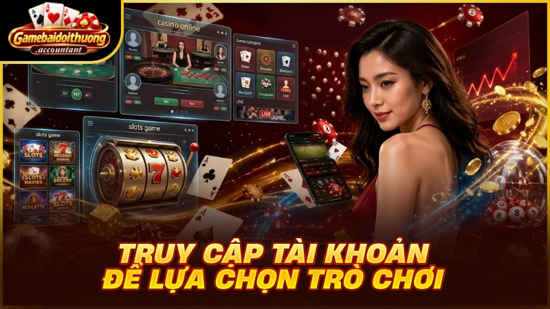 Truy cập tài khoản để lựa chọn trò chơi game bài đổi thưởng